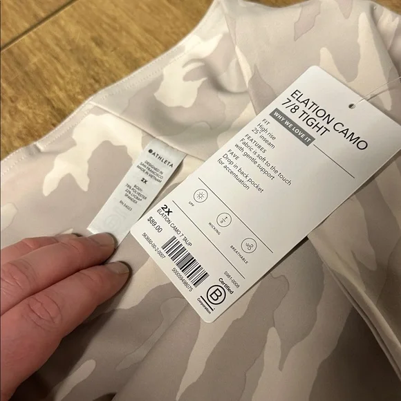 Athleta nwt elation camo 7 taupe light grey tan high rise stretchy 7/8 leggings - Picture 4 of 8